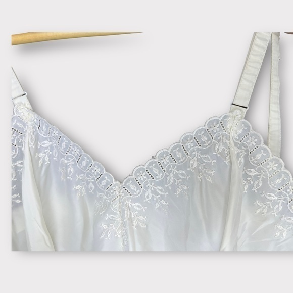 Vintage 50s 60s Ivory‎ White Slip Dress Embroidered Floral Lace Unbranded - Picture 5 of 7